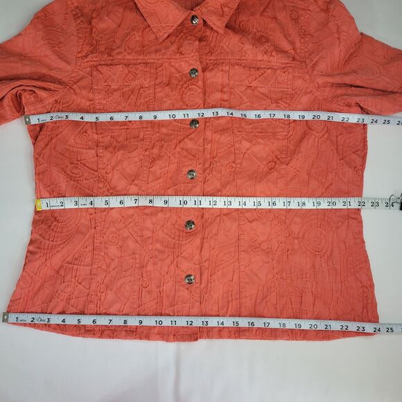 Chicos shirt jacket embroidered coral apricot size 3 XL - Picture 6 of 8